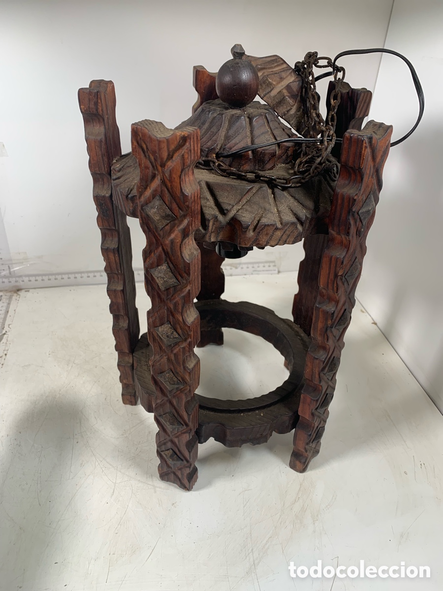 Antig&uuml;edades: 01_ L&aacute;mpara aplique de madera - Foto 6