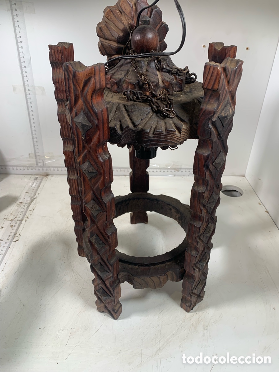 Antig&uuml;edades: 01_ L&aacute;mpara aplique de madera - Foto 1