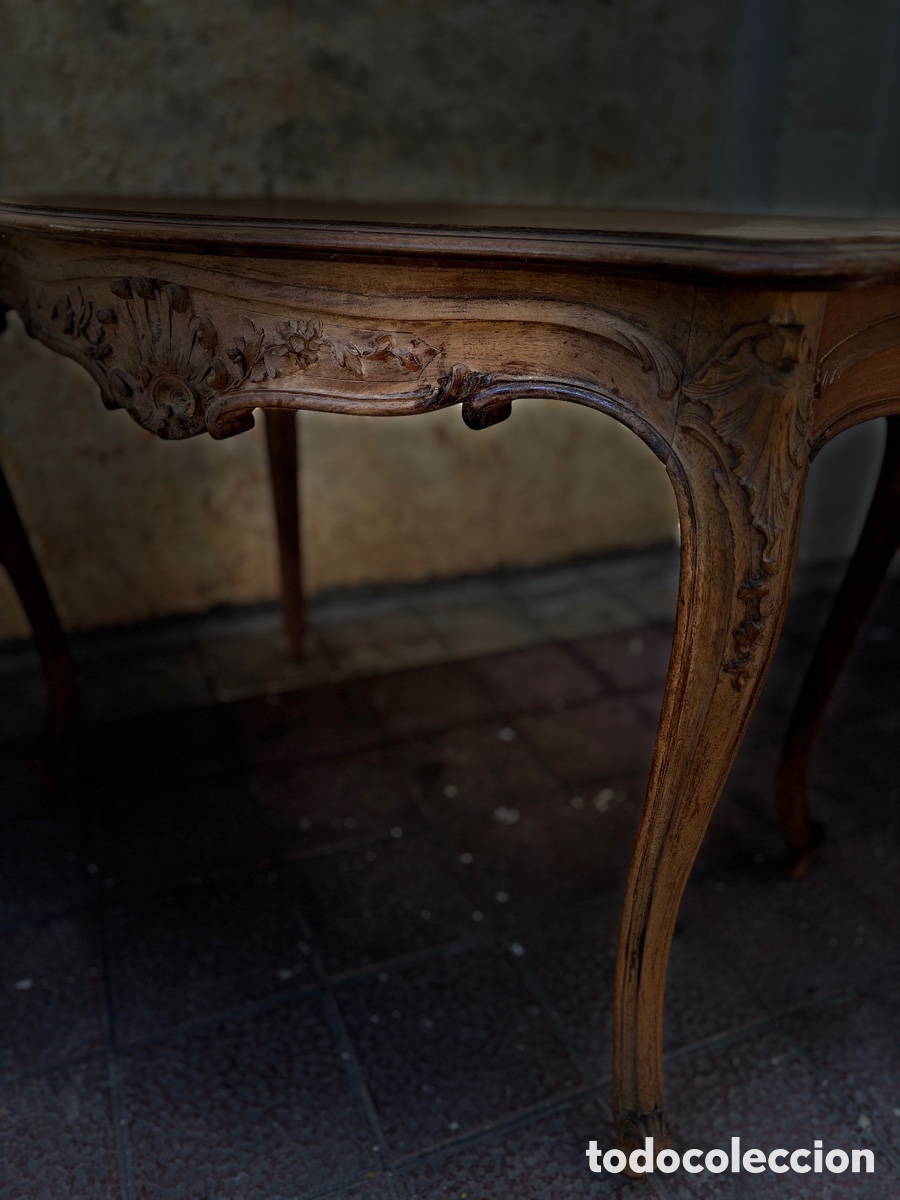 Antig&uuml;edades: Mesa Luis XV NOGAL S XIX - Foto 2