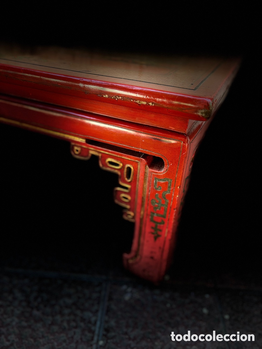 Antig&uuml;edades: Mesa baja oriental en laca roja - Foto 3