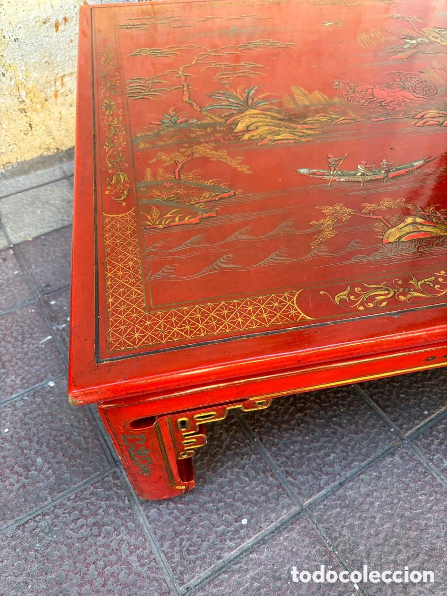 Antig&uuml;edades: Mesa baja oriental en laca roja - Foto 5
