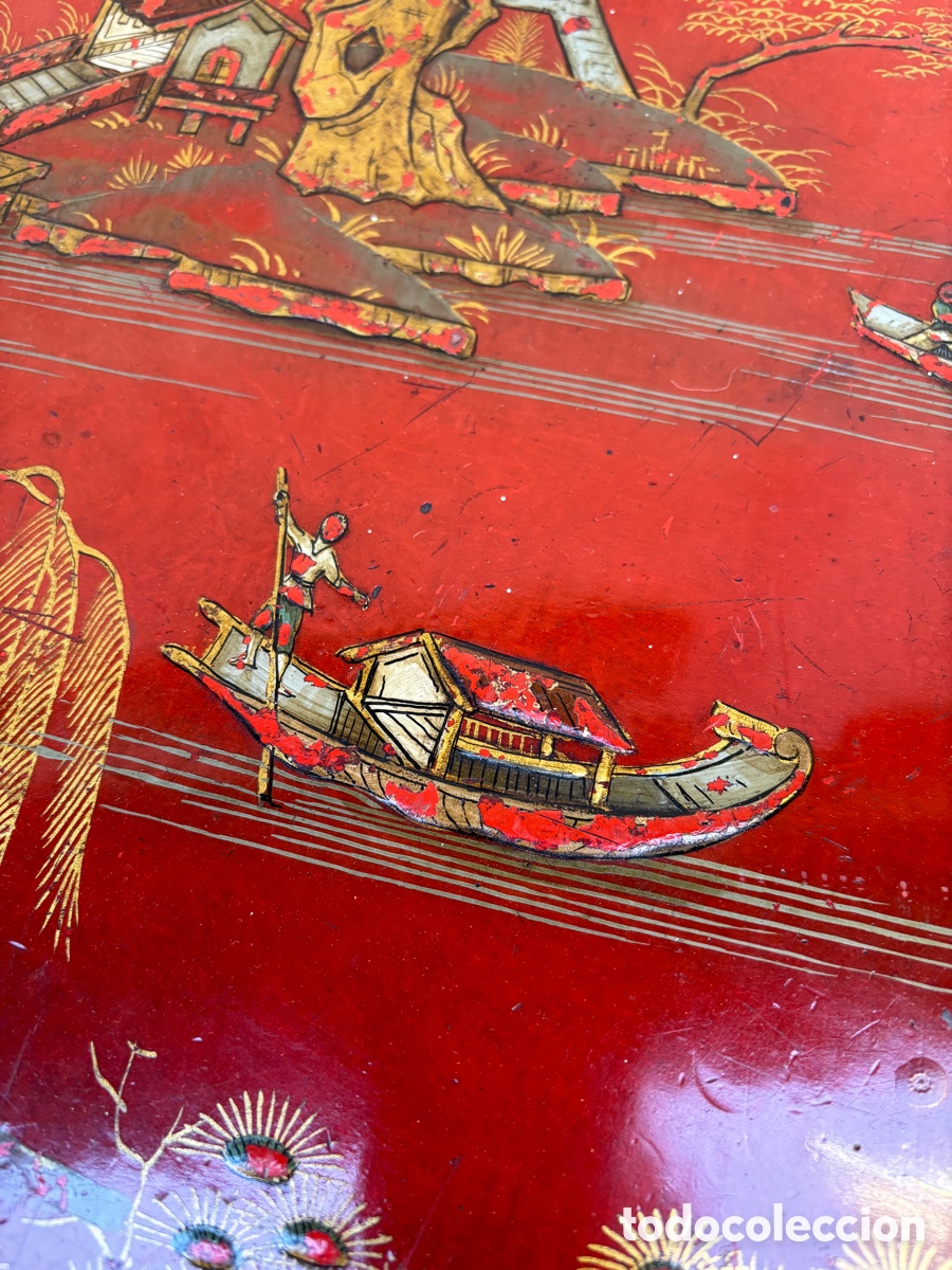 Antig&uuml;edades: Mesa baja oriental en laca roja - Foto 6