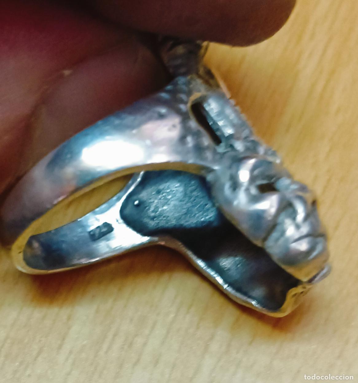 Antig&uuml;edades: ANILLO DE PLATA 925 - CUERVO CON CALAVERA 11GR - Foto 4