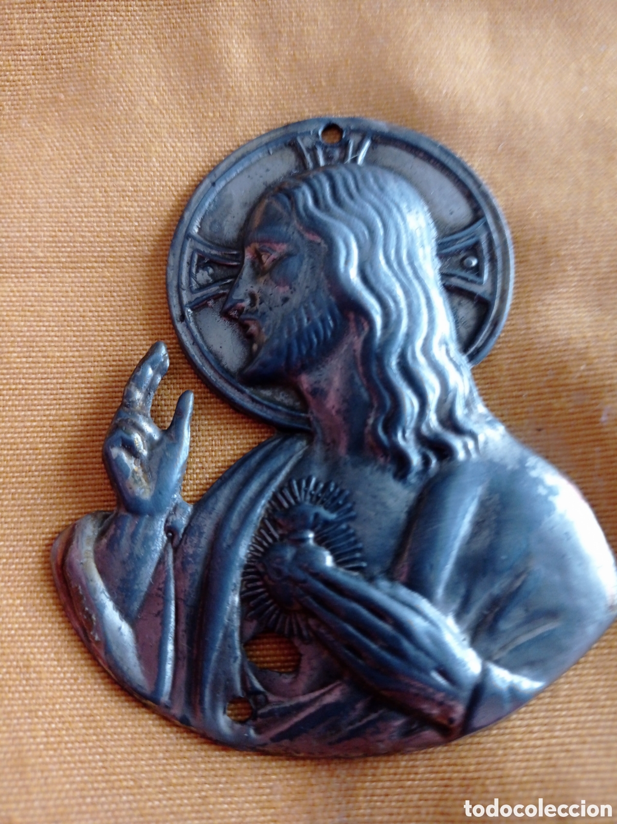 Antig&uuml;edades: PLACA DE PUERTA,JESUS SAGRADO CORAZON - Foto 2