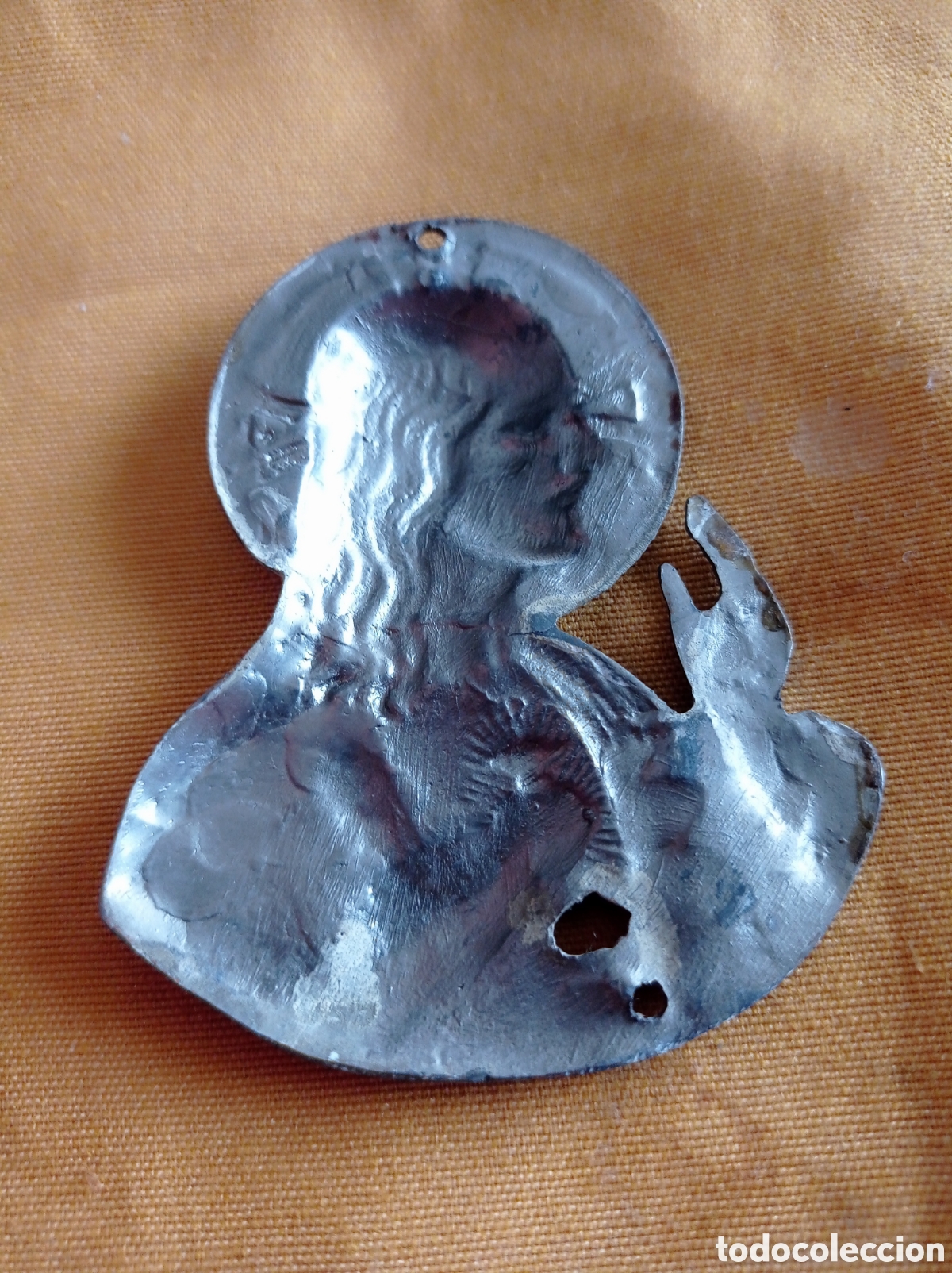 Antig&uuml;edades: PLACA DE PUERTA,JESUS SAGRADO CORAZON - Foto 3