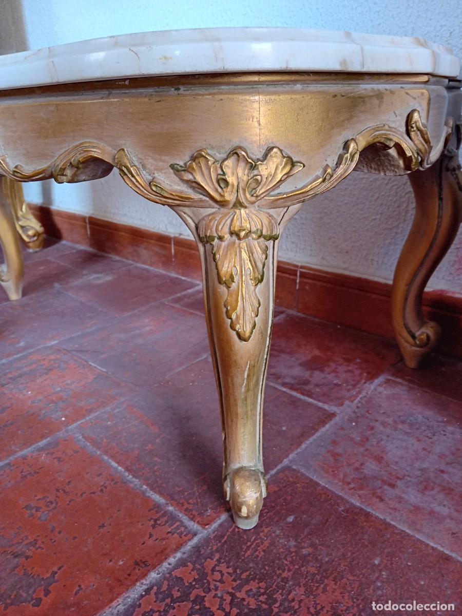 Antig&uuml;edades: Mesa credencia dorada con m&aacute;rmol veteado - Foto 2