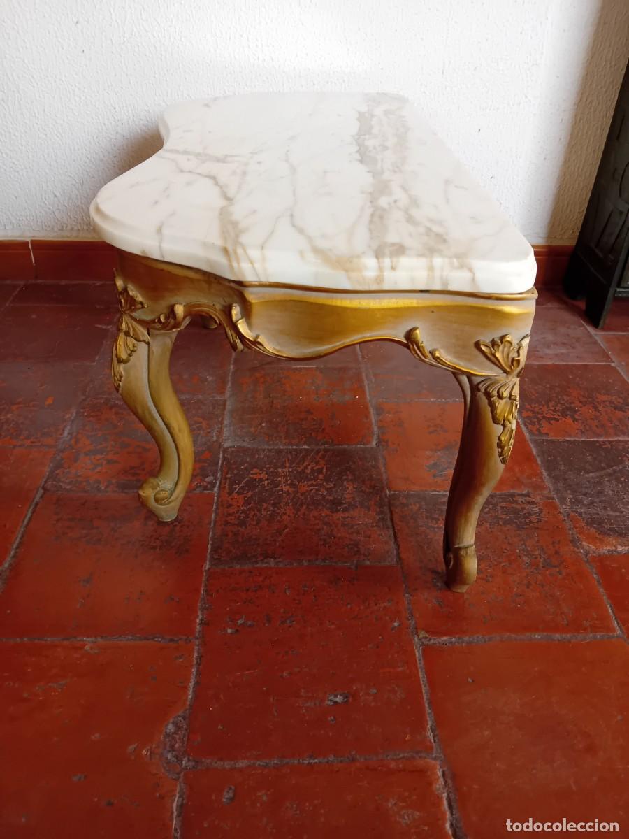 Antig&uuml;edades: Mesa credencia dorada con m&aacute;rmol veteado - Foto 5