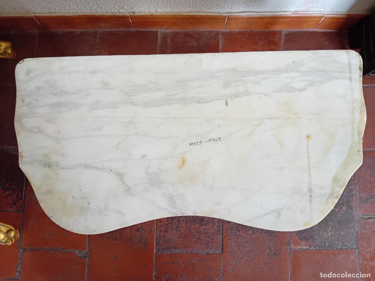 Antig&uuml;edades: Mesa credencia dorada con m&aacute;rmol veteado - Foto 7