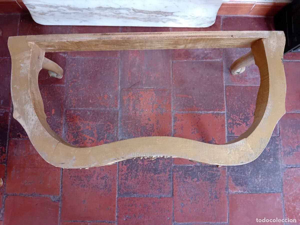 Antig&uuml;edades: Mesa credencia dorada con m&aacute;rmol veteado - Foto 9