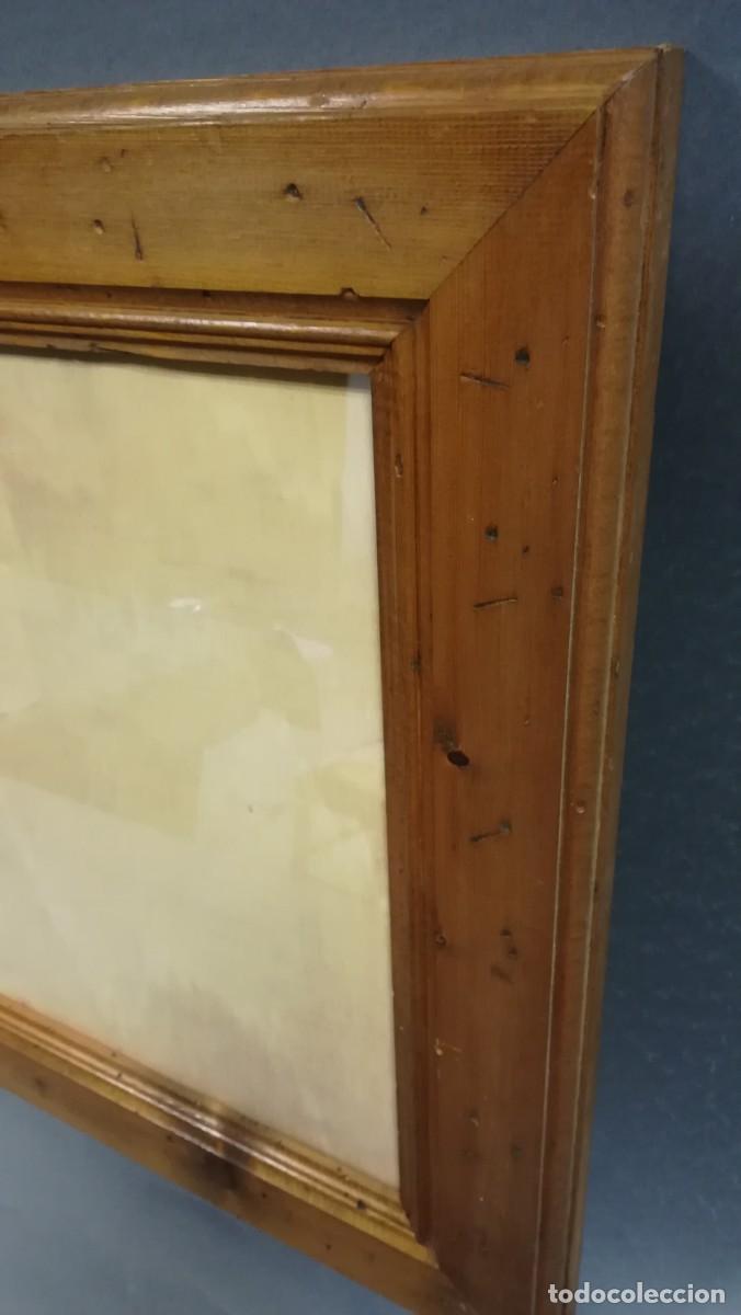 Antig&uuml;edades: MARCO DE MADERA DE PINO CON CRISTAL - Foto 3