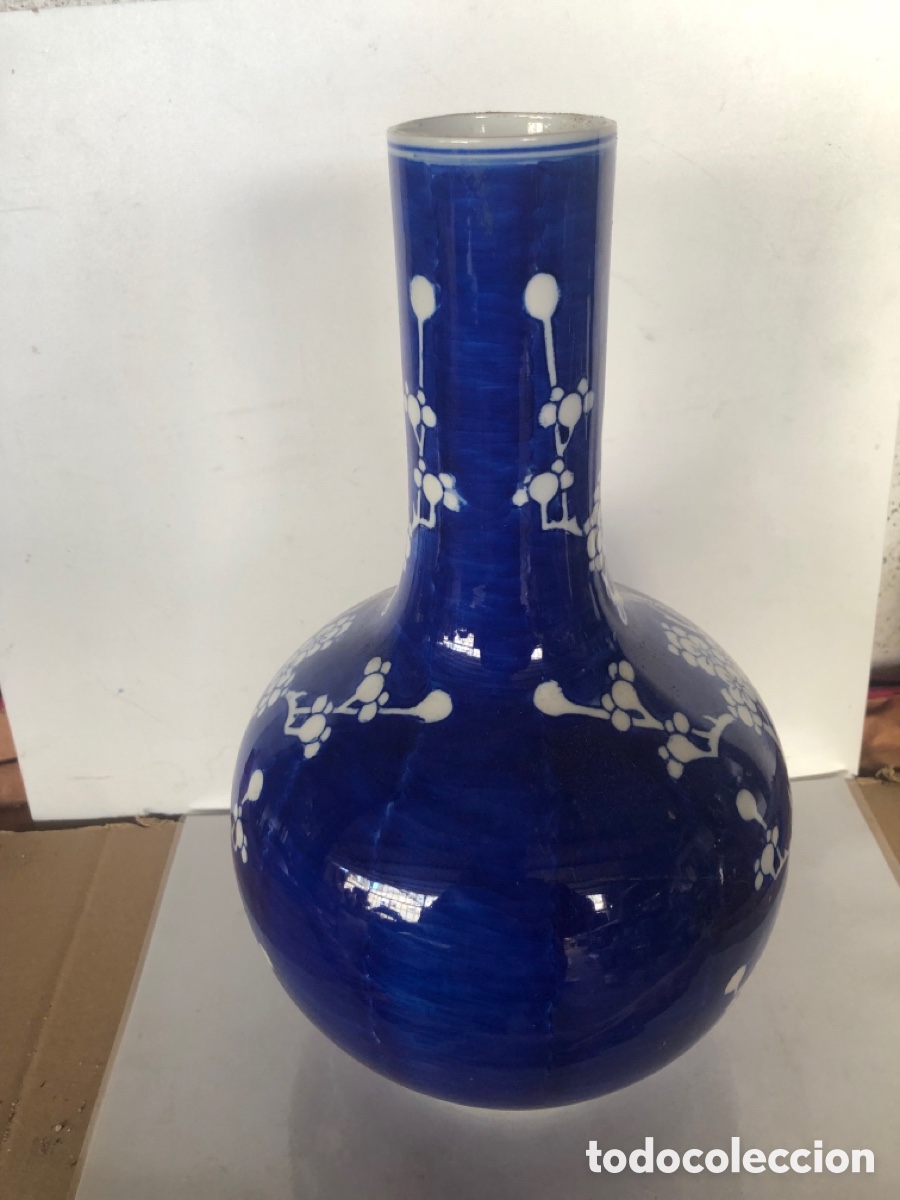 Antig&uuml;edades: FLORERO CHINO AZUL Y BLANCO - Foto 2