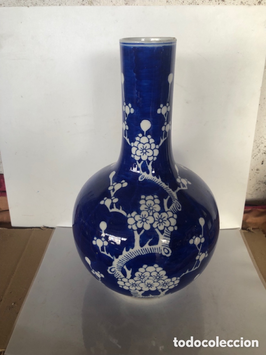 Antig&uuml;edades: FLORERO CHINO AZUL Y BLANCO - Foto 3