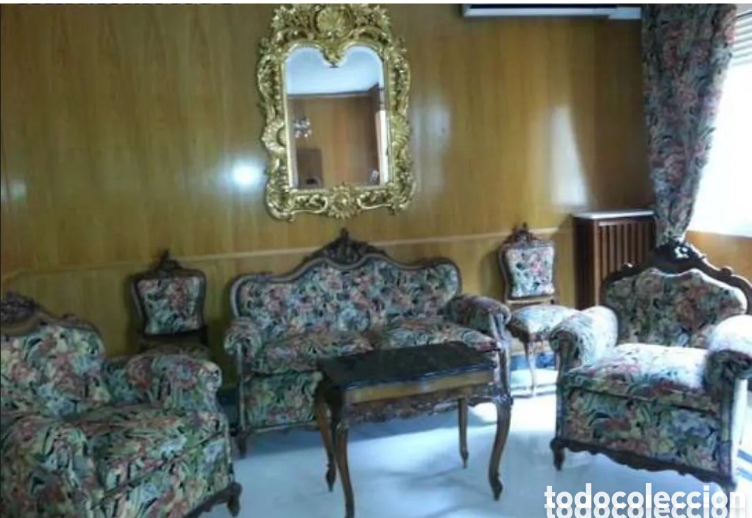 Antig&uuml;edades: sofa-tresillo nogal madera tallada - Foto 2