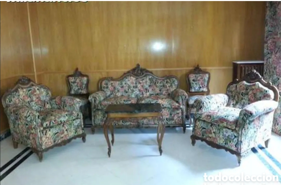 Antig&uuml;edades: sofa-tresillo nogal madera tallada - Foto 6