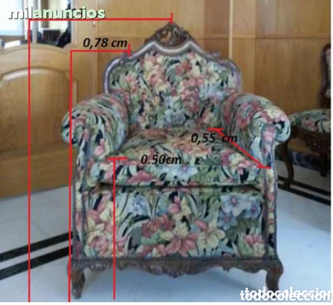 Antig&uuml;edades: sofa-tresillo nogal madera tallada - Foto 7
