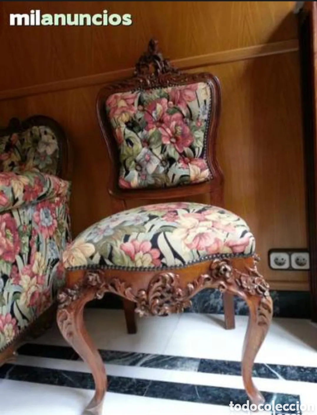Antig&uuml;edades: sofa-tresillo nogal madera tallada - Foto 1