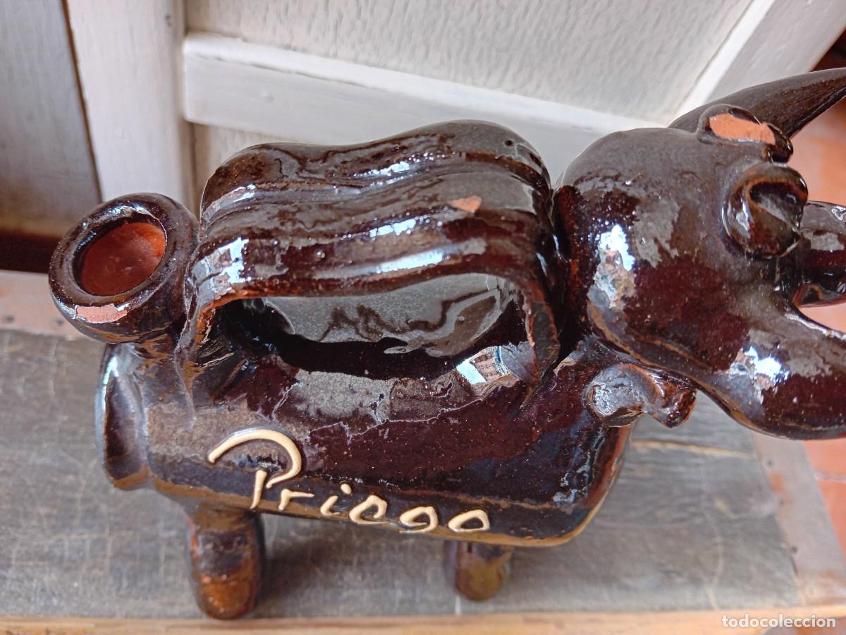 Antig&uuml;edades: Botijo toro de cer&aacute;mica Priego Cuenca - Foto 6