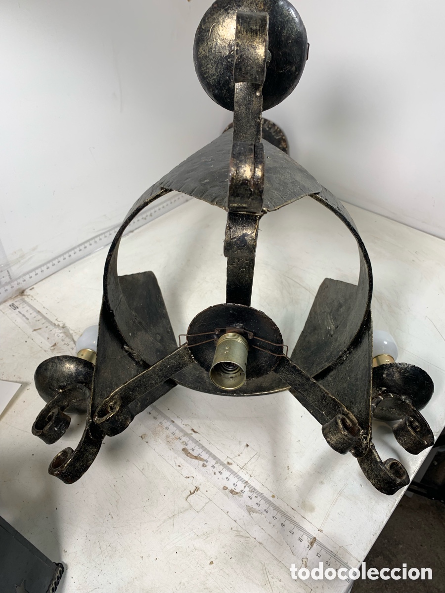 Antig&uuml;edades: 01_ l&aacute;mpara de techo de hierro forja - Foto 13