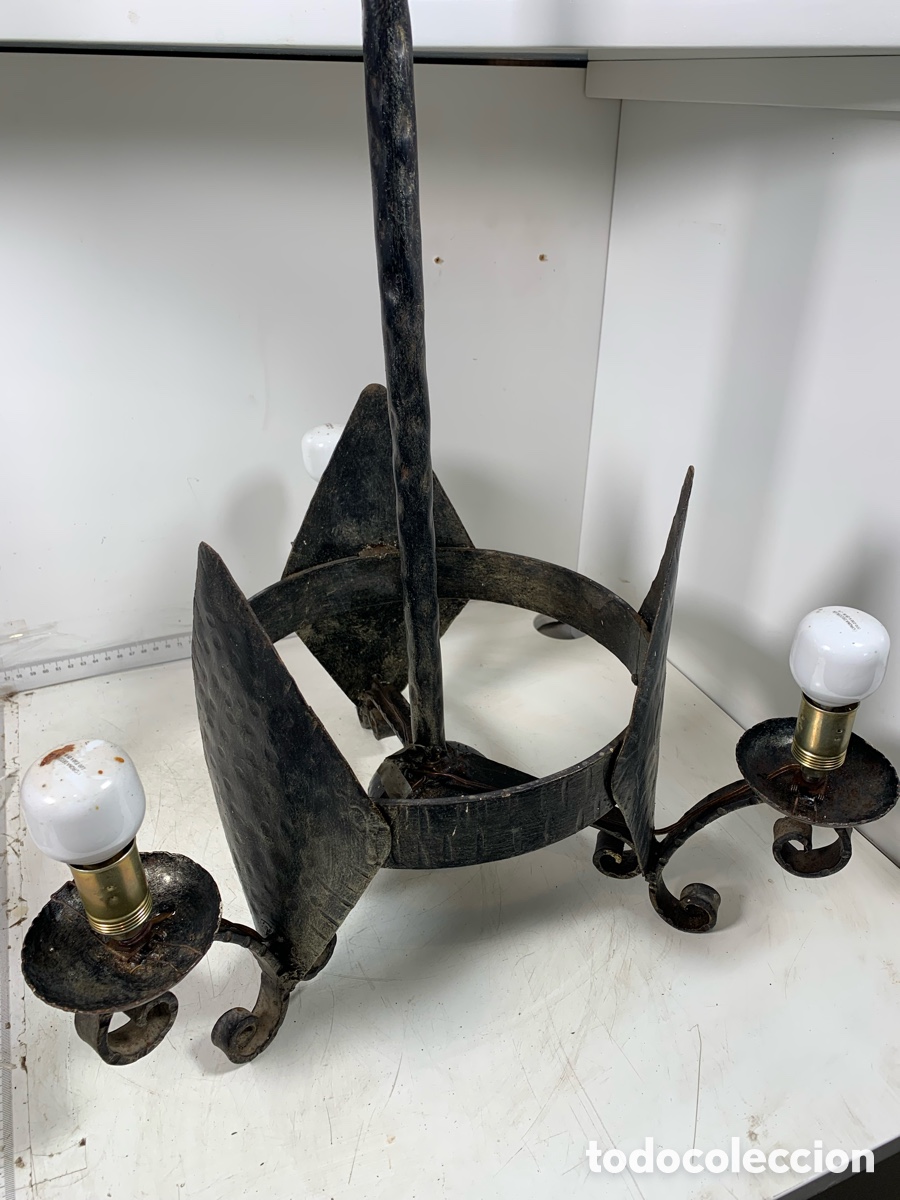 Antig&uuml;edades: 01_ l&aacute;mpara de techo de hierro forja - Foto 1