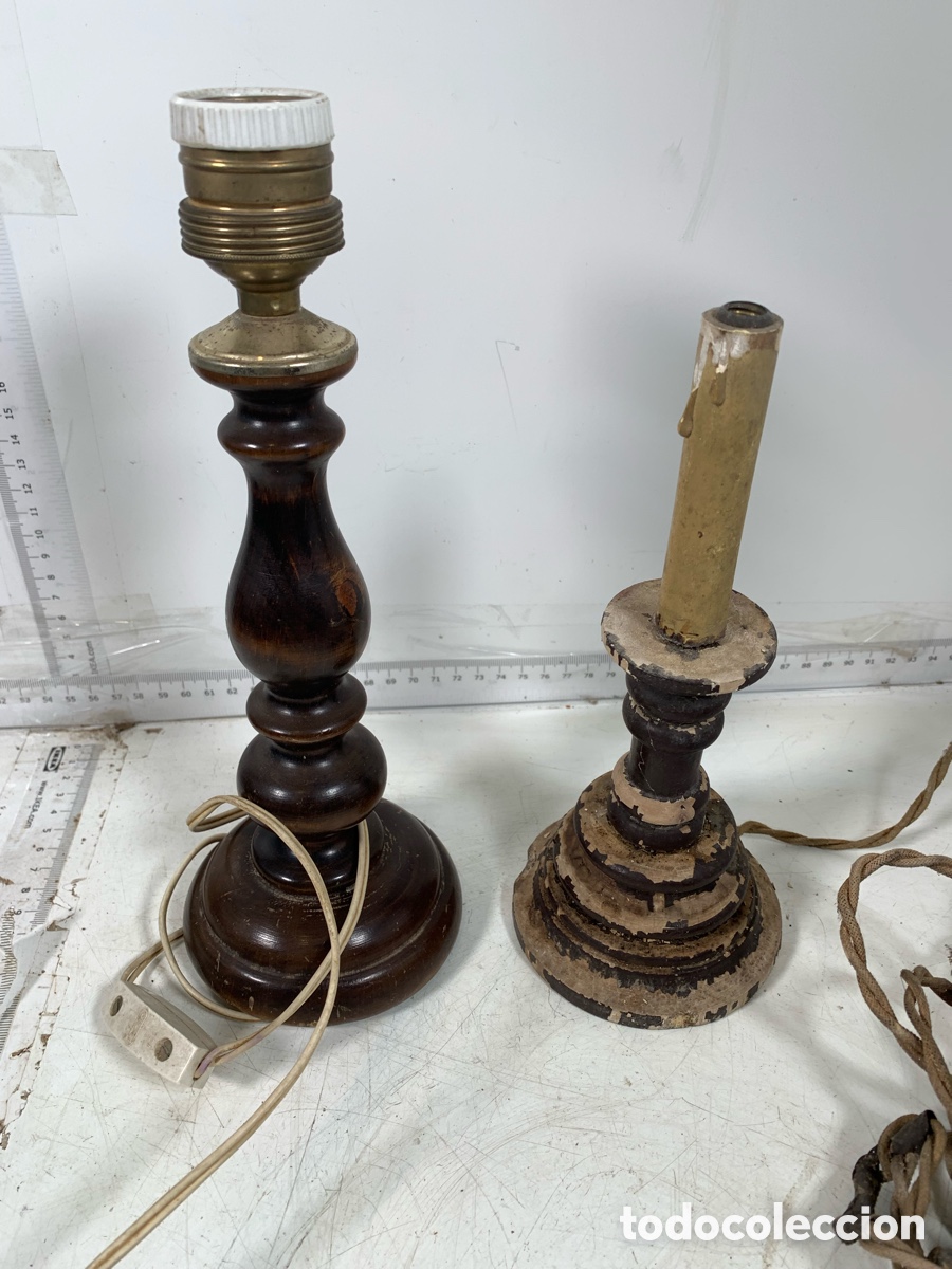 Antig&uuml;edades: 01_ Pie de l&aacute;mparas de madera - Foto 1