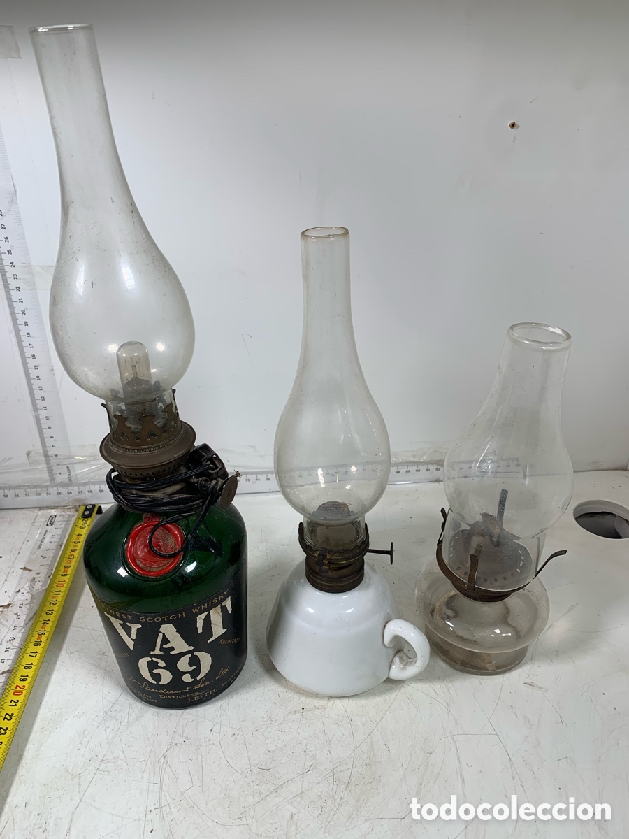 Antig&uuml;edades: 01_ Lote quinqu&eacute;s l&aacute;mparas de aceite - Foto 1