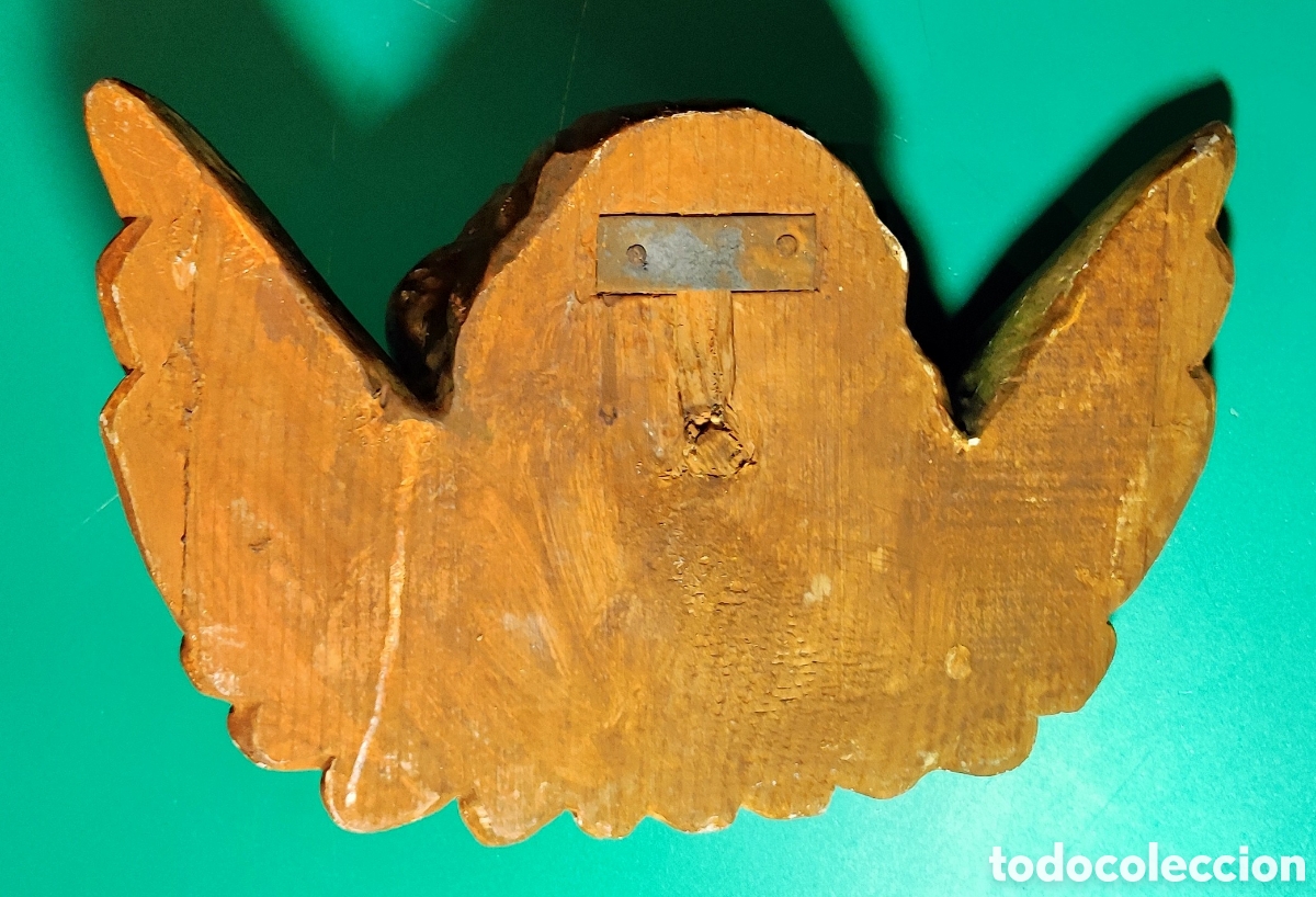 Antig&uuml;edades: Antiguo &Aacute;ngel de madera tallada. - Foto 2