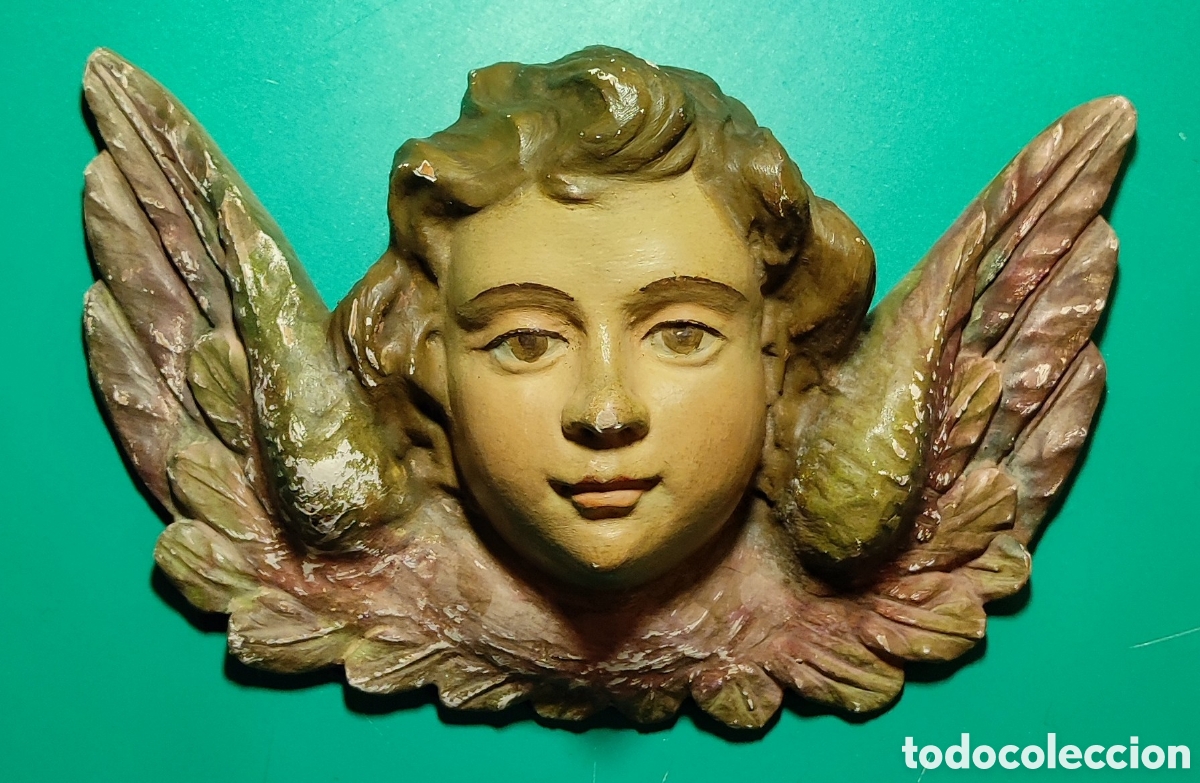 Antig&uuml;edades: Antiguo &Aacute;ngel de madera tallada. - Foto 1