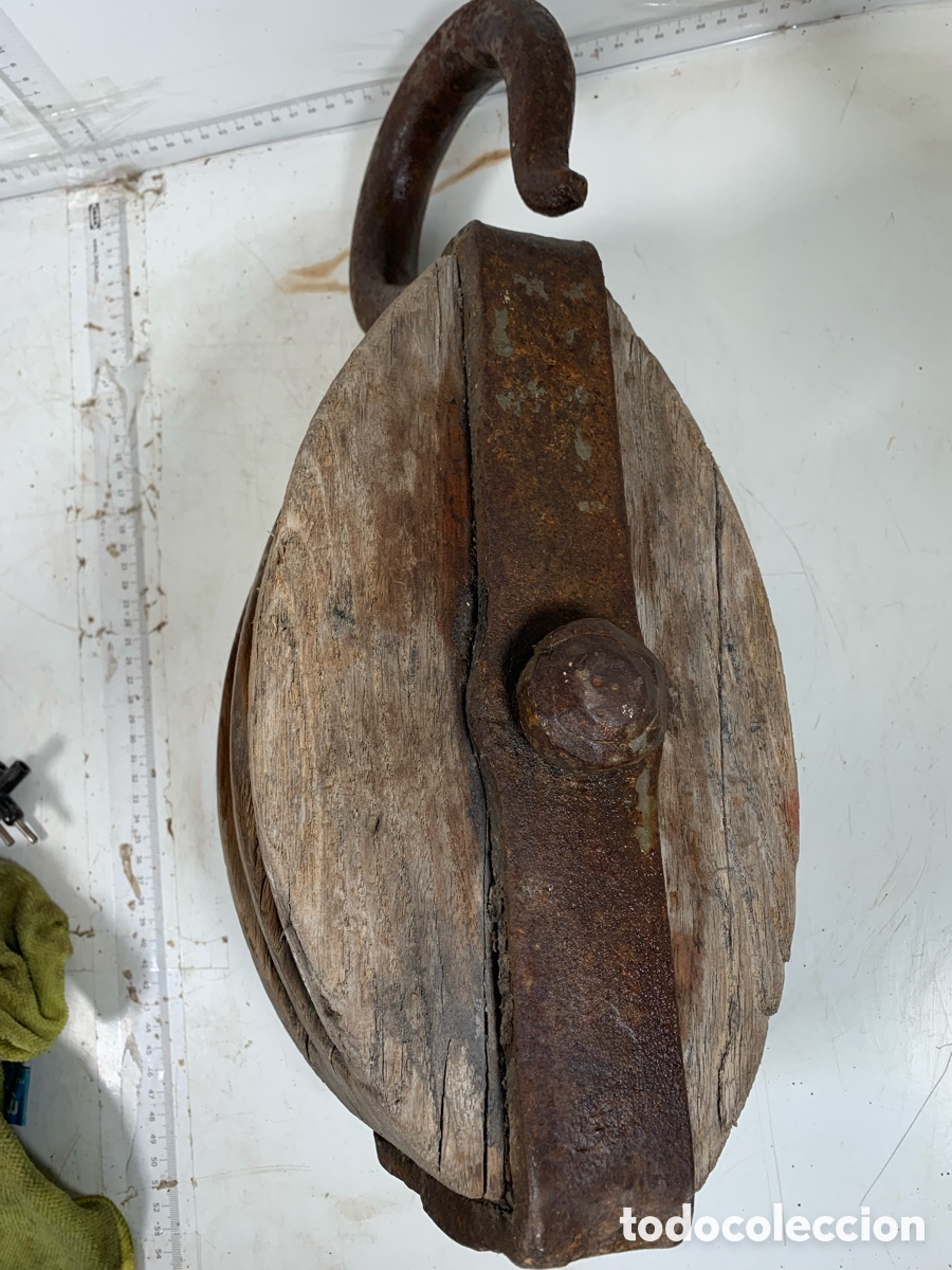 Antig&uuml;edades: 01_polea garrucha madera - Foto 4