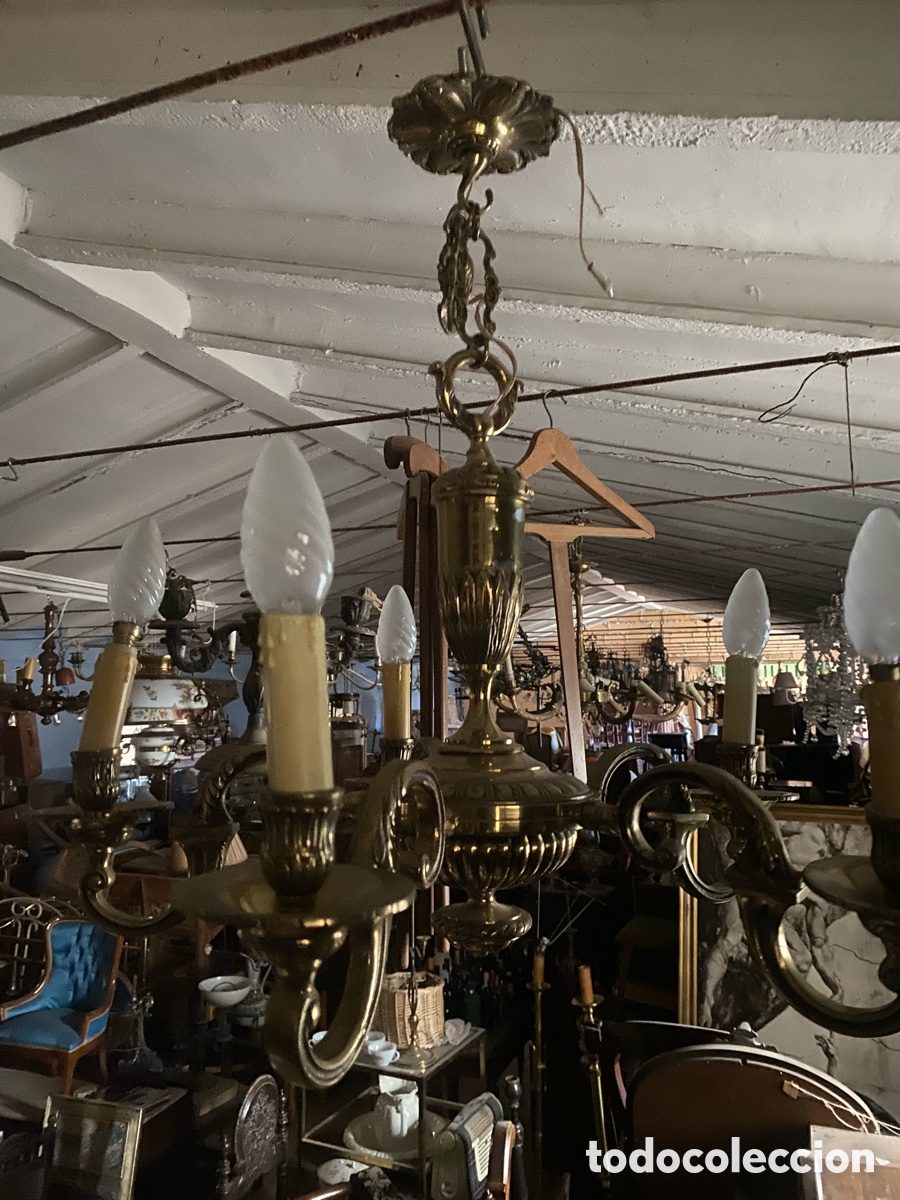 Antig&uuml;edades: L&aacute;mpara de bronce - Foto 6
