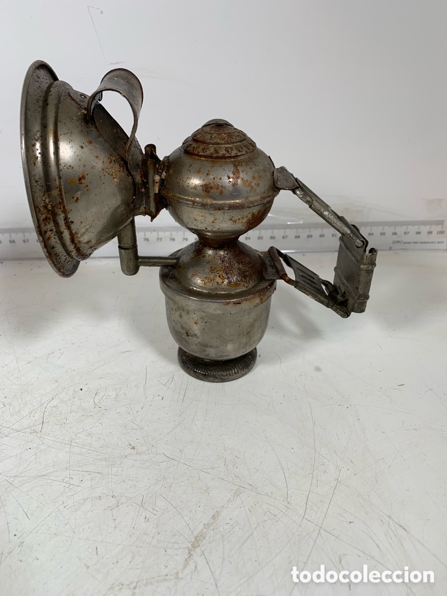 Antig&uuml;edades: 01_ L&aacute;mpara de carburo de bicicleta - Foto 1