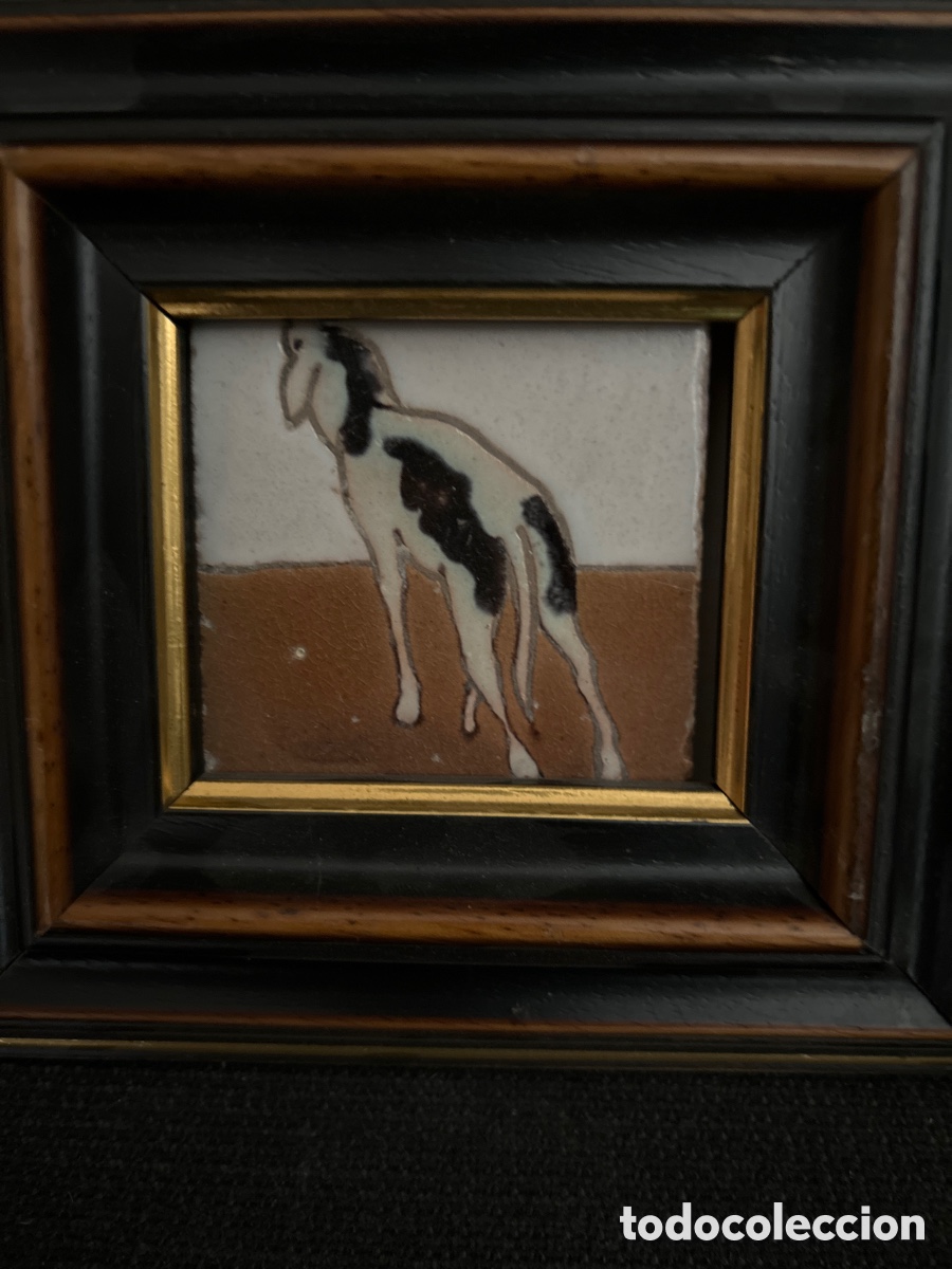 Antig&uuml;edades: Azulejo de perro enmarcado - Foto 4