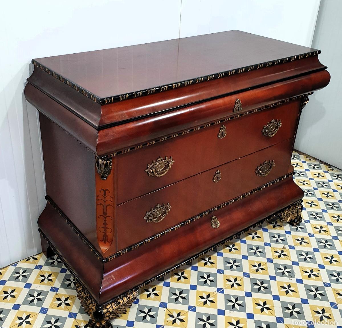 Antig&uuml;edades: Comoda y espejo en madera de caoba maciza - Foto 4