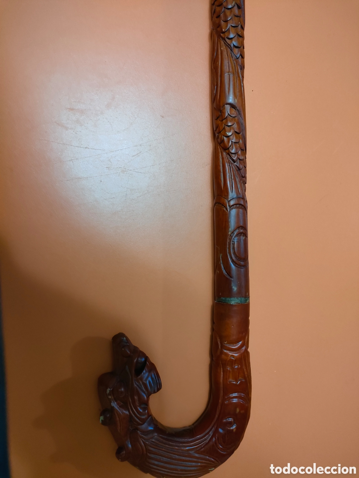 Antig&uuml;edades: Antiguo bast&oacute;n con cabeza en forma de dragon - Foto 2