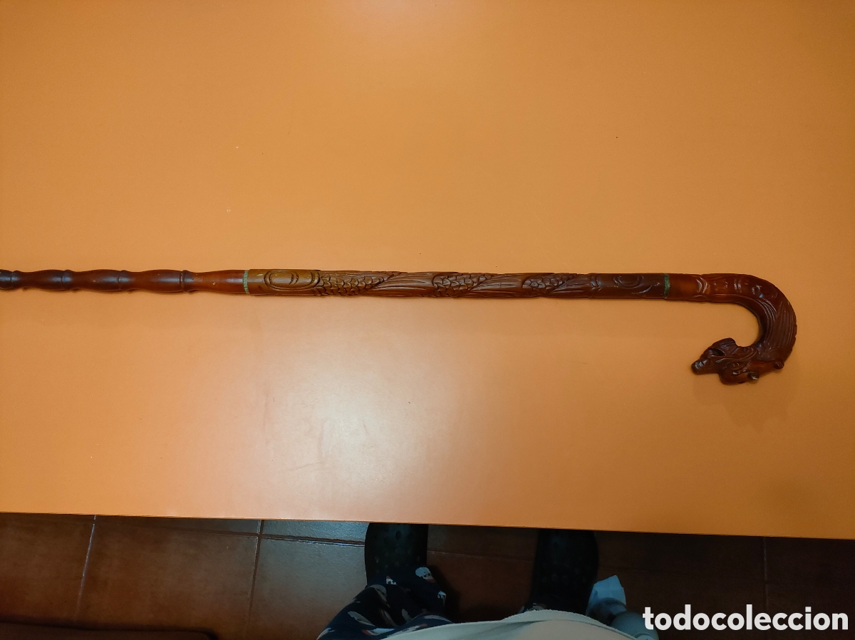 Antig&uuml;edades: Antiguo bast&oacute;n con cabeza en forma de dragon - Foto 1