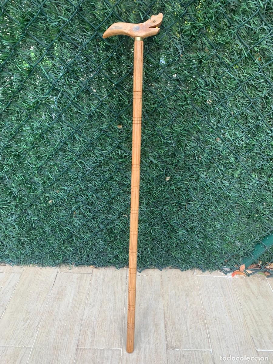 Antig&uuml;edades: BAST&Oacute;N MADERA TALLADA ARTESANO 82 CM - Foto 3