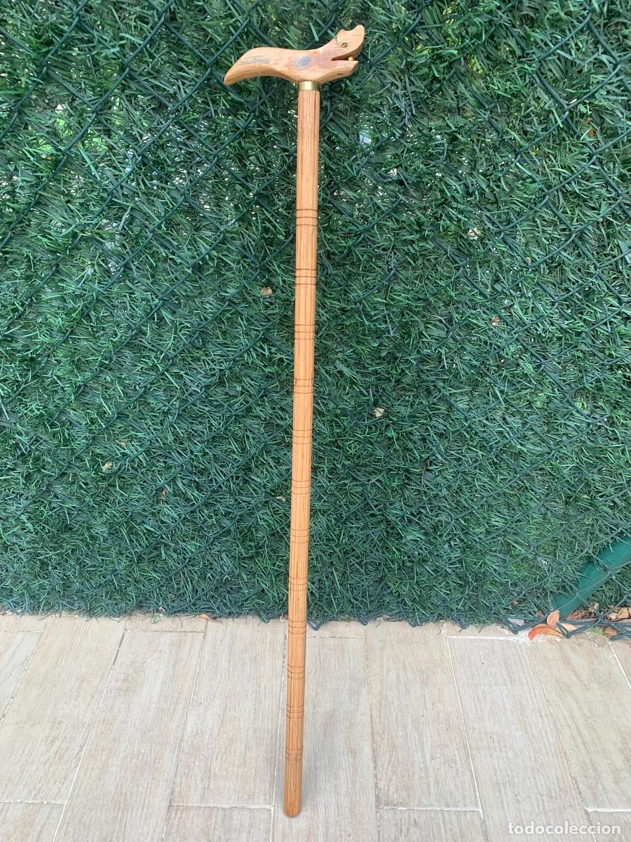 Antig&uuml;edades: BAST&Oacute;N MADERA TALLADA ARTESANO 82 CM - Foto 4
