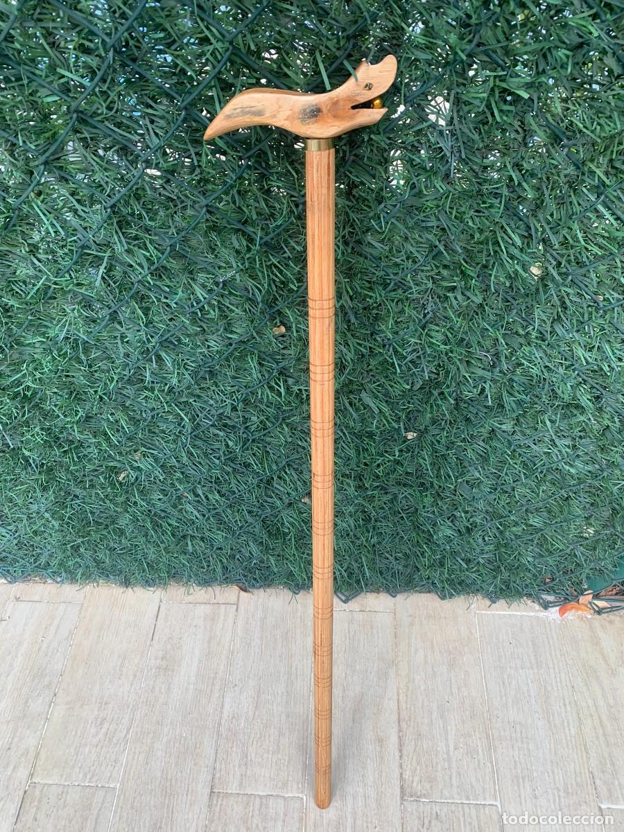 Antig&uuml;edades: BAST&Oacute;N MADERA TALLADA ARTESANO 82 CM - Foto 5