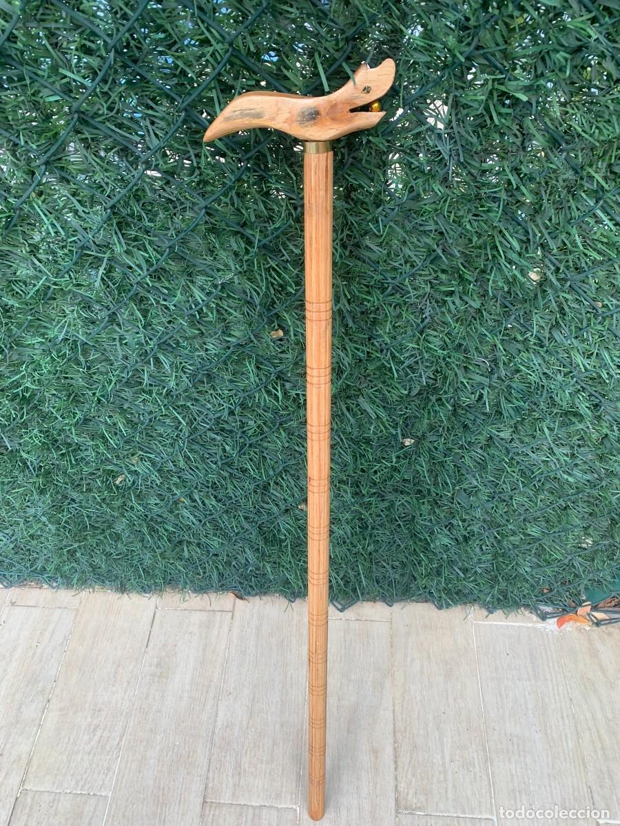 Antig&uuml;edades: BAST&Oacute;N MADERA TALLADA ARTESANO 82 CM - Foto 6