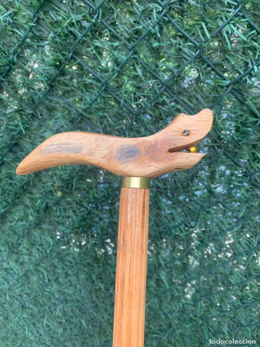 Antig&uuml;edades: BAST&Oacute;N MADERA TALLADA ARTESANO 82 CM - Foto 7