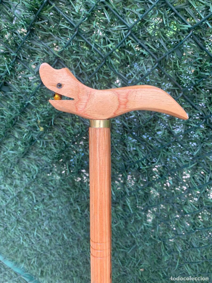 Antig&uuml;edades: BAST&Oacute;N MADERA TALLADA ARTESANO 82 CM - Foto 9