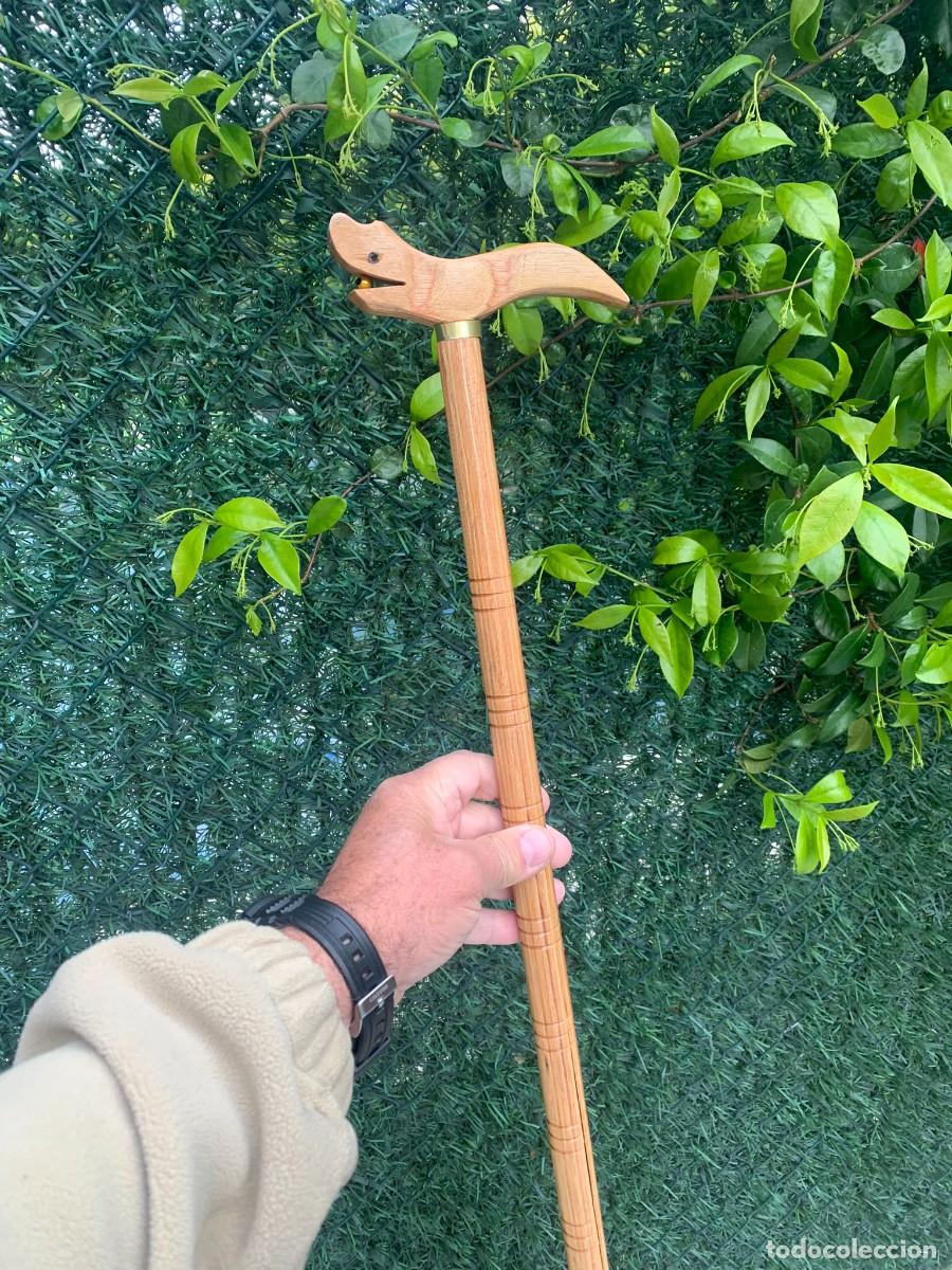 Antig&uuml;edades: BAST&Oacute;N MADERA TALLADA ARTESANO 82 CM - Foto 11