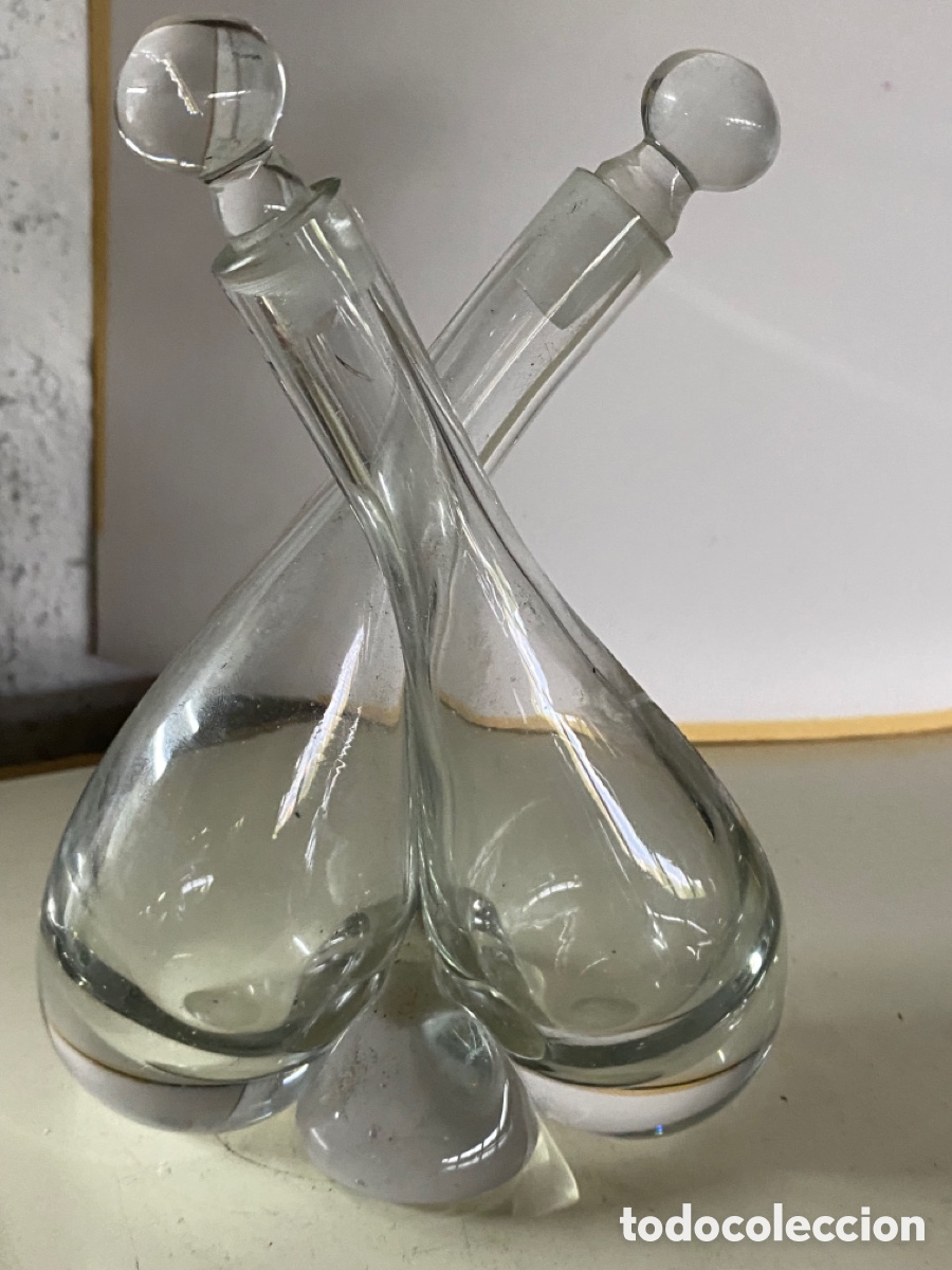 Antig&uuml;edades: Antigua aceitera y vinagrera de cristal - Foto 6