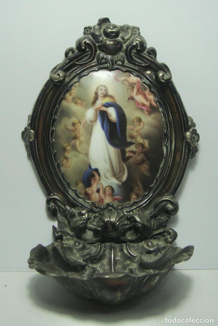 Antig&uuml;edades: Benditera de PLATA con esmalte de la Inmaculada &middot; ca. 1850&ndash;1900 - Foto 1