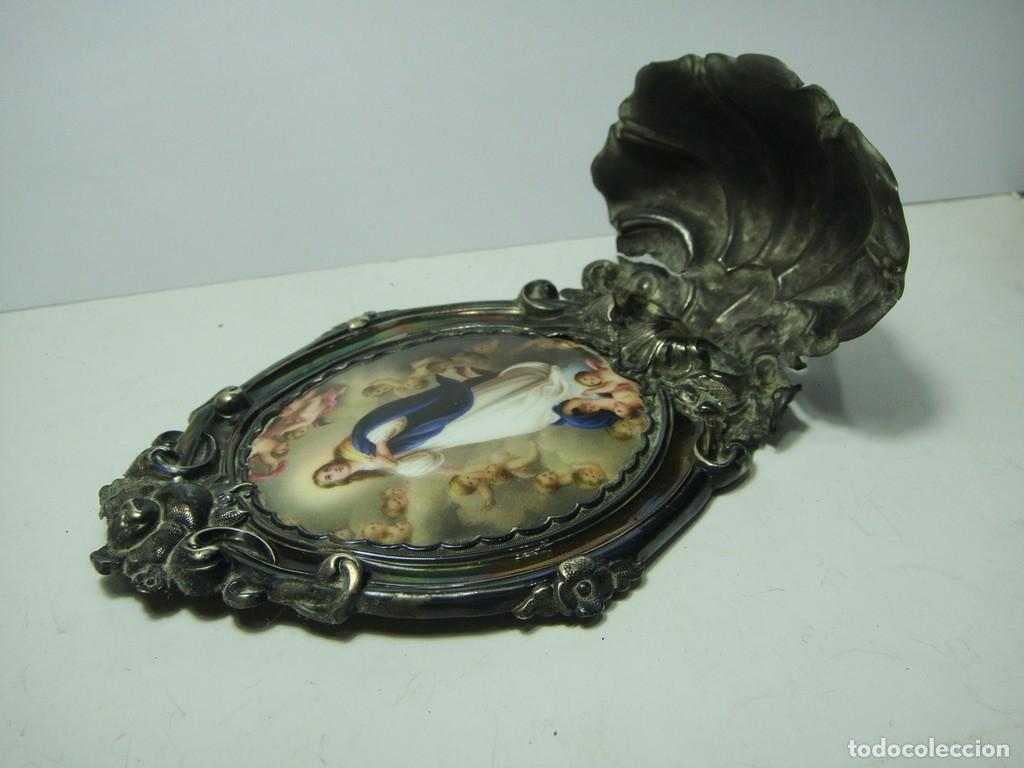 Antig&uuml;edades: Benditera de PLATA con esmalte de la Inmaculada &middot; ca. 1850&ndash;1900 - Foto 5
