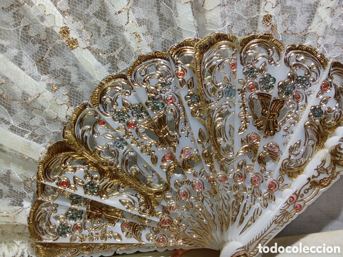 Antig&uuml;edades: PRECIOSO ABANICO BLANCO CON ENCAJE - Foto 3