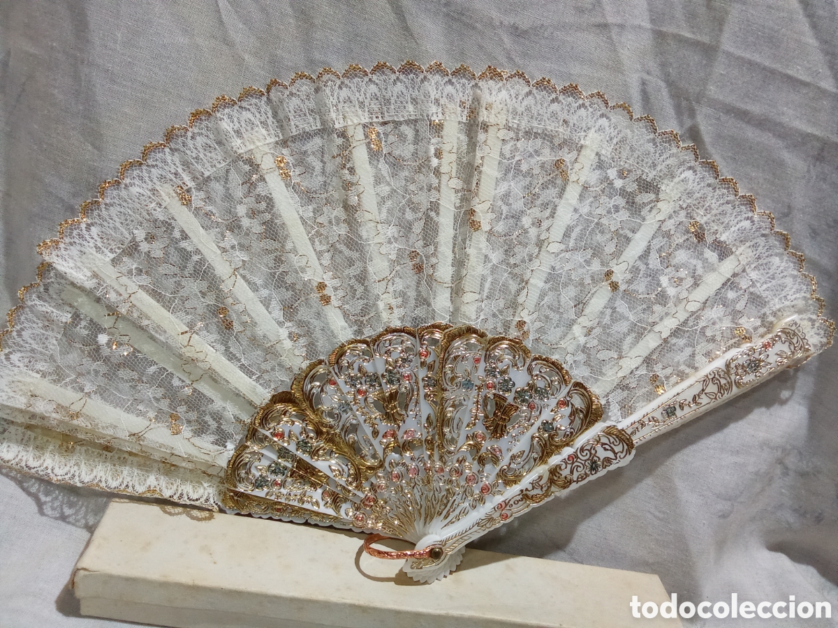 Antig&uuml;edades: PRECIOSO ABANICO BLANCO CON ENCAJE - Foto 5