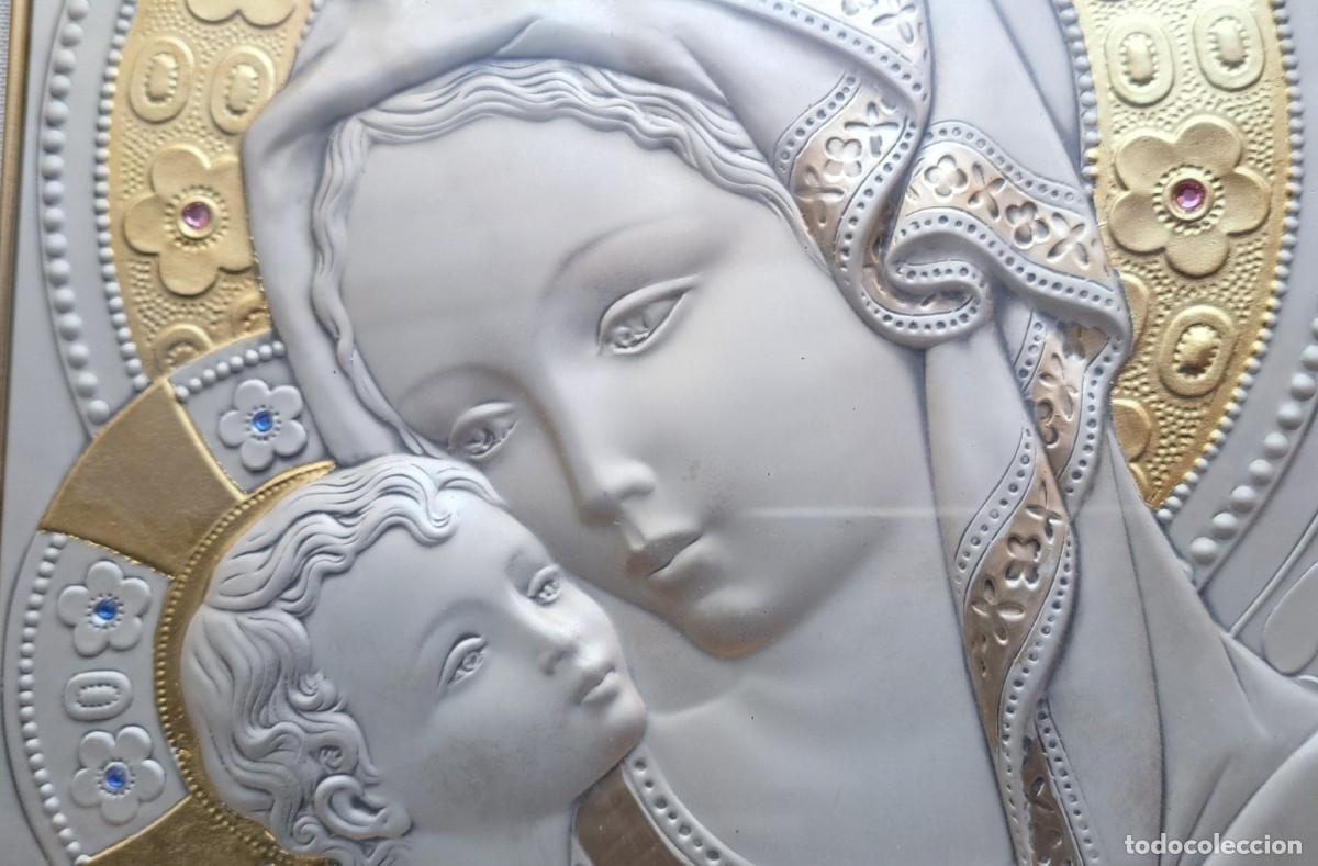 Antig&uuml;edades: Icono virgen con ni&ntilde;o, plata de ley - Foto 6
