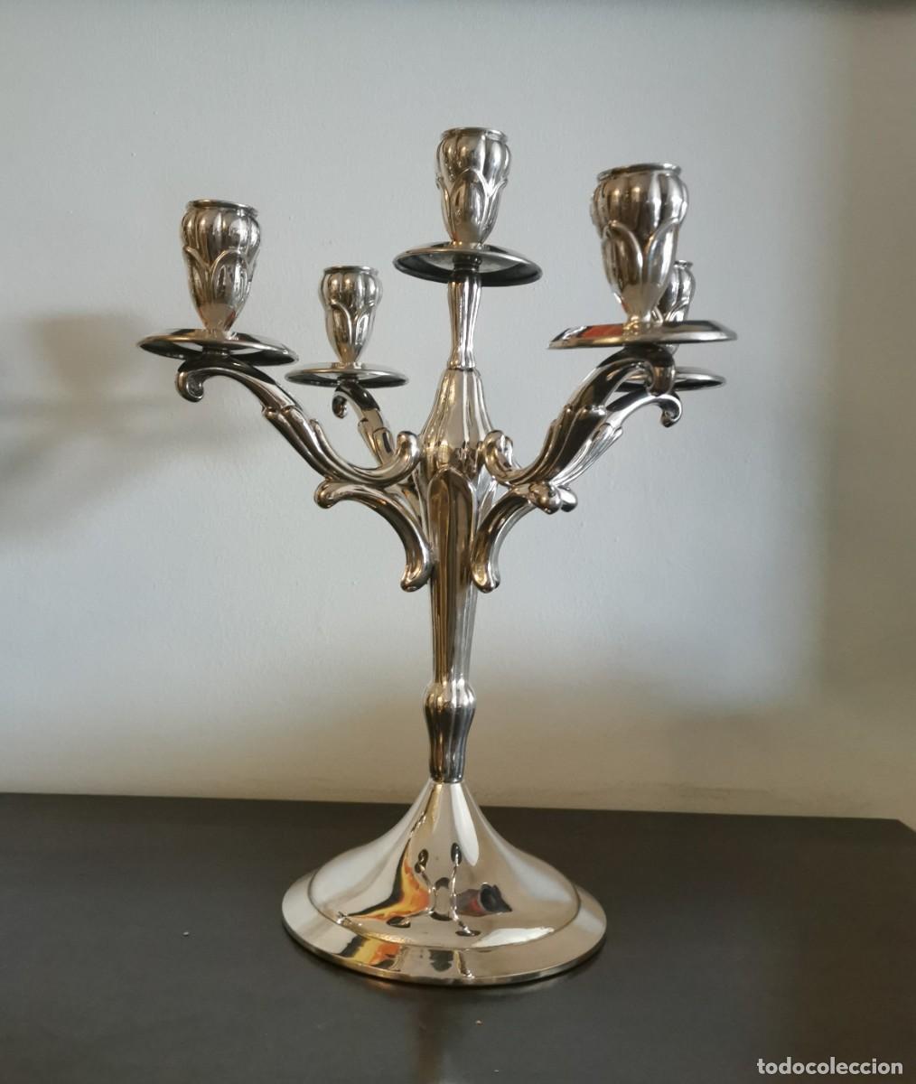 Antig&uuml;edades: CANDELABROS DE ALPACA CON CONTRASTE - Foto 3