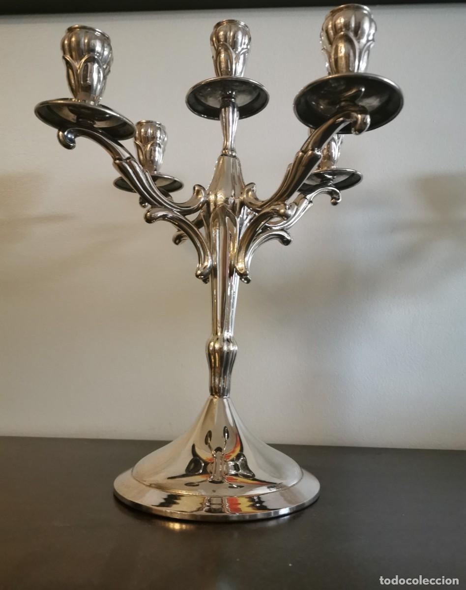 Antig&uuml;edades: CANDELABROS DE ALPACA CON CONTRASTE - Foto 5