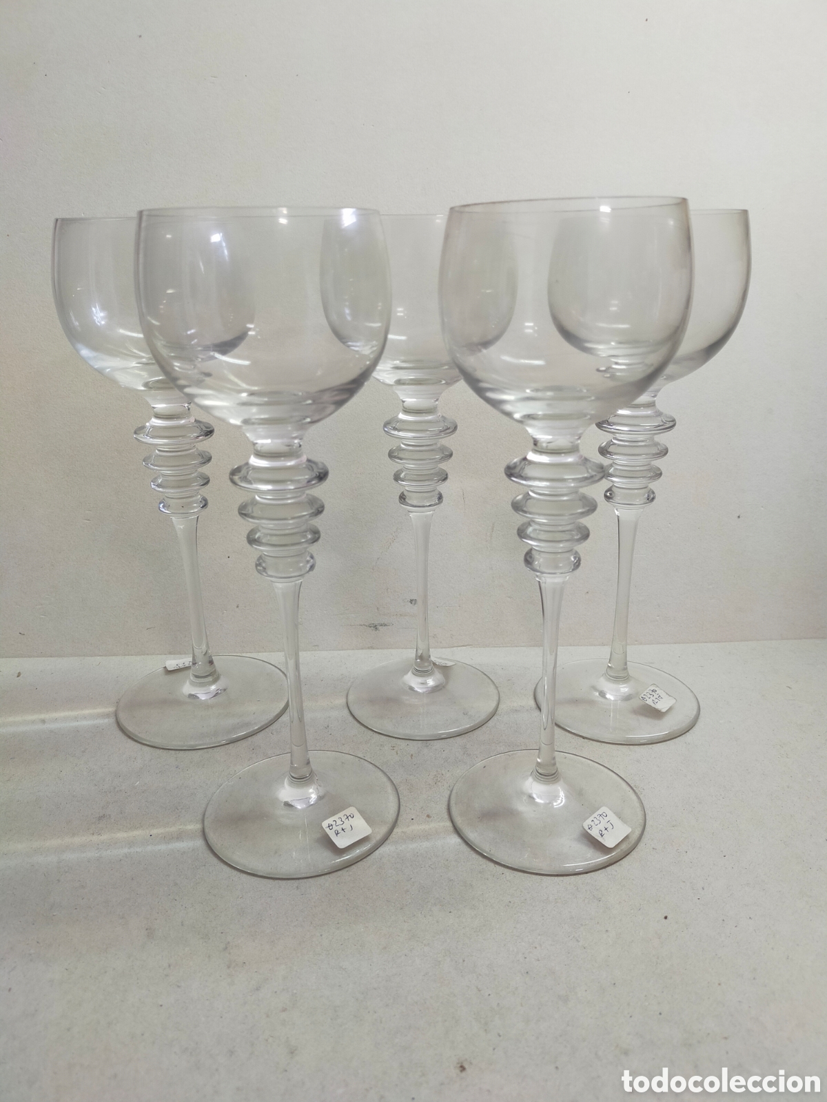 Antig&uuml;edades: 5 COPAS DE CRISTAL 23 CM. - Foto 2